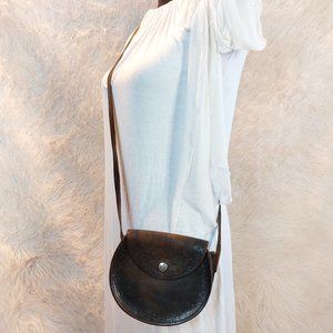 Vintage Women's Black Tool Leather Crossbody Mini Bag